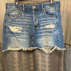 American Eagle Mini Jean Distressed Skirt Size 14
